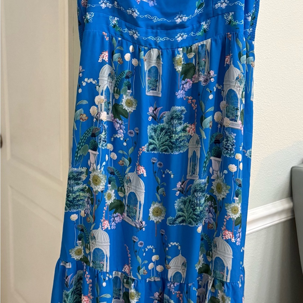 City Chic women’s size 20 Vibrant Blue Garden Maxi Dress ruffle hem sleeveless - Picture 10 of 15